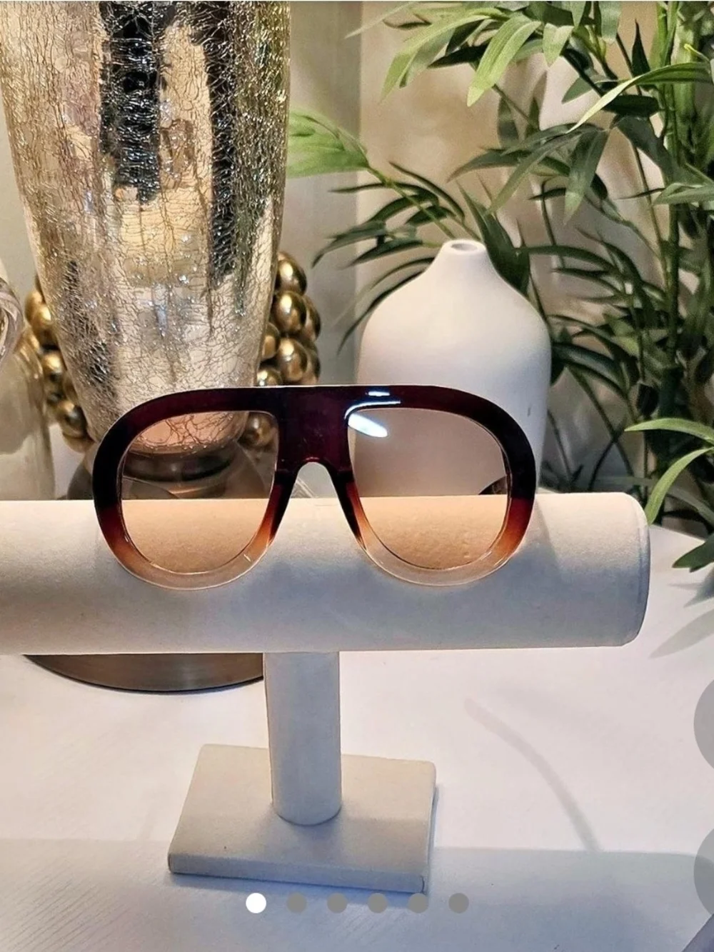 Brown Gradient Oversized Shield Sunglasses - Unbranded